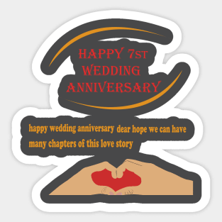 happy 7st wedding anniversary Sticker